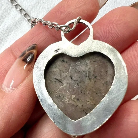 925 Rhodonite Heart Toggle Necklace Pendant